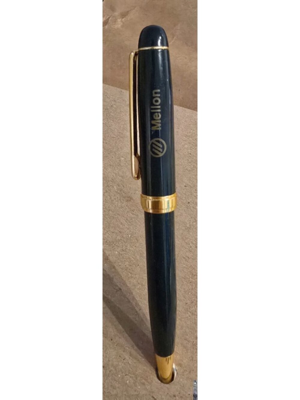 Vintage 2002 Mellon Bank Executive Ballpoint Pen Deep Green Gold Trim Works!